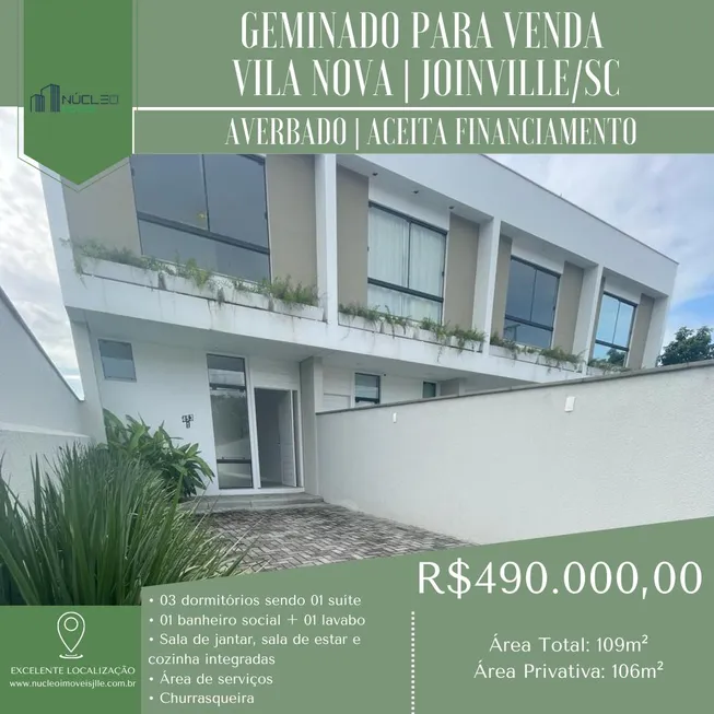 Foto 1 de Casa com 3 Quartos à venda, 106m² em Vila Nova, Joinville