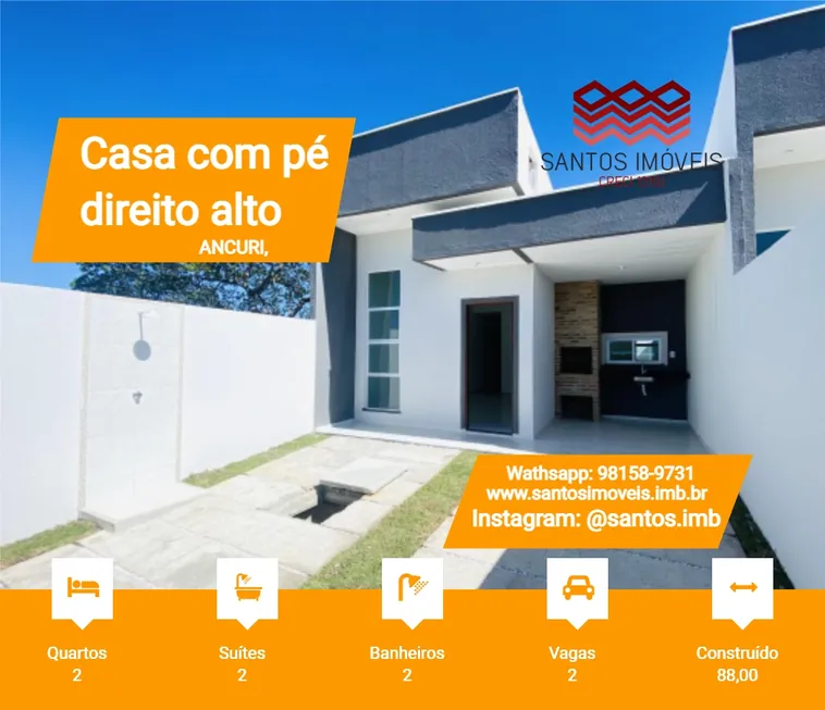 Foto 1 de Casa com 2 Quartos à venda, 88m² em Ancuri, Fortaleza