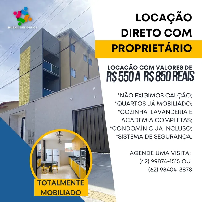 Foto 1 de Kitnet com 1 Quarto para alugar, 32m² em Setor Sol Nascente, Goiânia