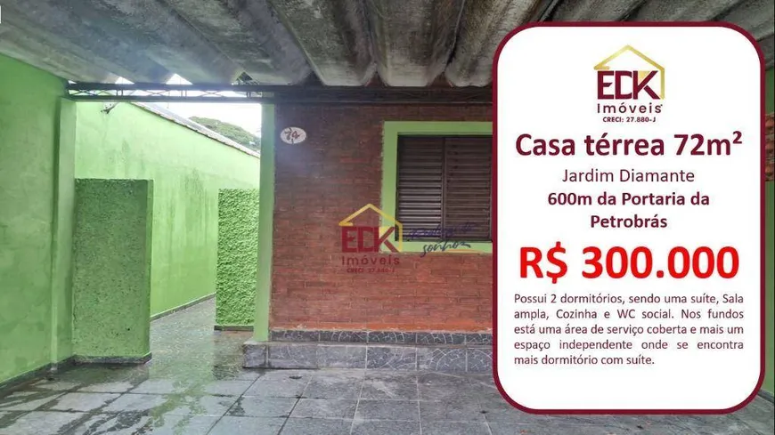 Foto 1 de Casa com 2 Quartos à venda, 72m² em Jardim Diamante, São José dos Campos