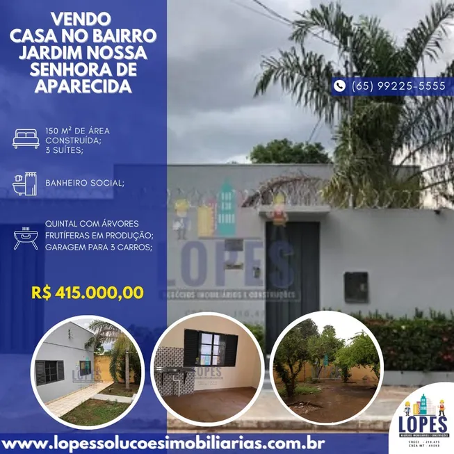 Foto 1 de Casa de Condomínio com 3 Quartos à venda, 150m² em Nossa Senhora Aparecida, Cuiabá