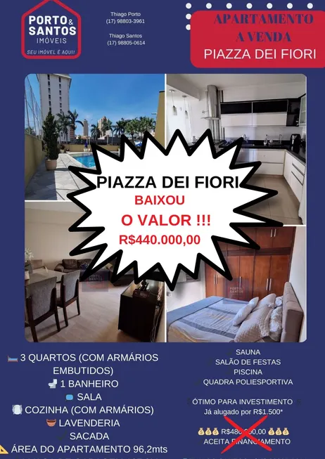 Foto 1 de Apartamento com 3 Quartos à venda, 96m² em Boa Vista, São José do Rio Preto