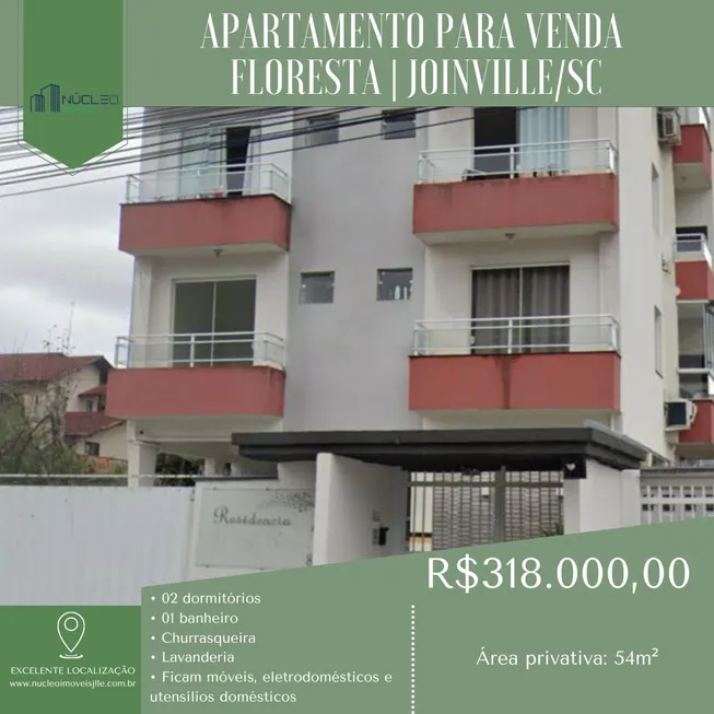 Foto 1 de Apartamento com 2 Quartos à venda, 54m² em Floresta, Joinville