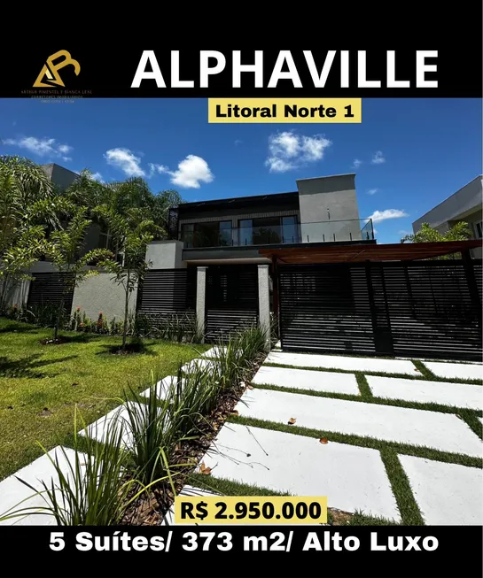 Foto 1 de Casa de Condomínio com 5 Quartos à venda, 373m² em Alphaville Litoral Norte 1, Camaçari