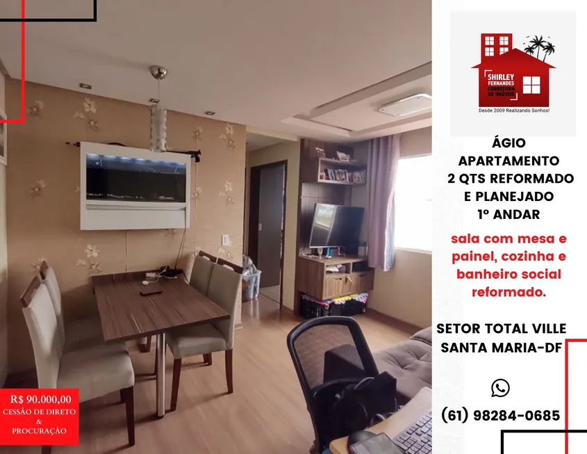 Foto 1 de Apartamento com 2 Quartos à venda, 45m² em Santa Maria, Brasília