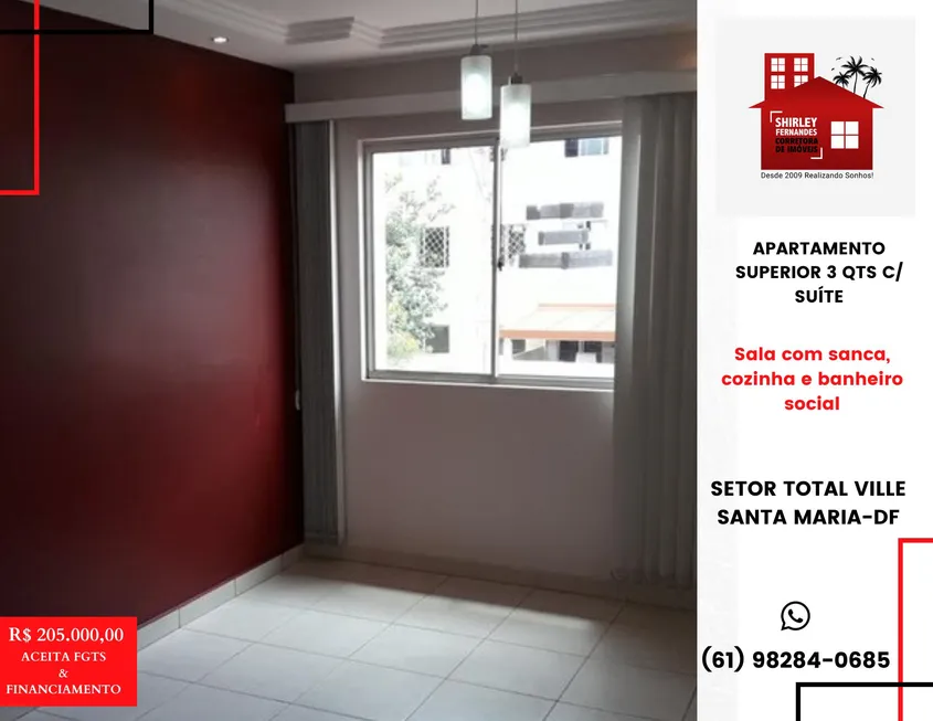 Foto 1 de Apartamento com 3 Quartos à venda, 70m² em Santa Maria, Brasília