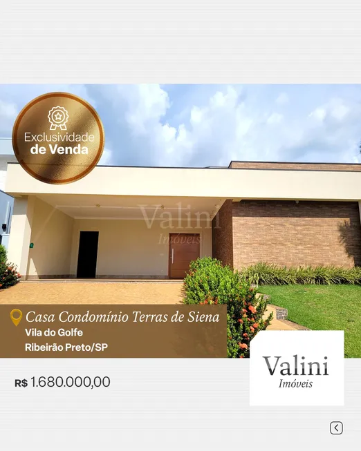 Foto 1 de Casa de Condomínio com 3 Quartos à venda, 210m² em Vila do Golf, Ribeirão Preto