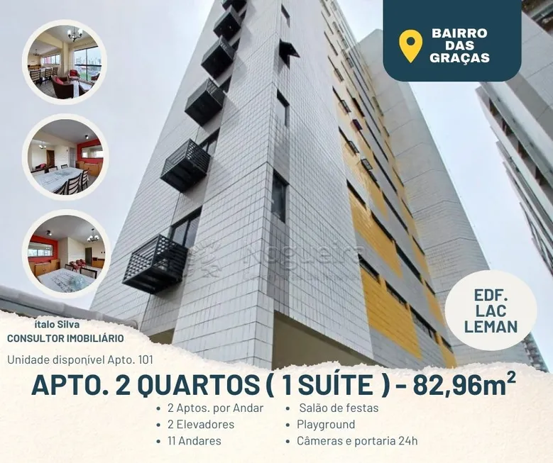 Foto 1 de Apartamento com 2 Quartos à venda, 82m² em Graças, Recife