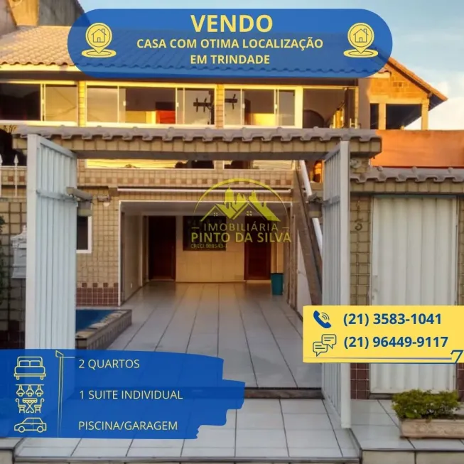 Foto 1 de Casa com 3 Quartos à venda, 100m² em Trindade, São Gonçalo