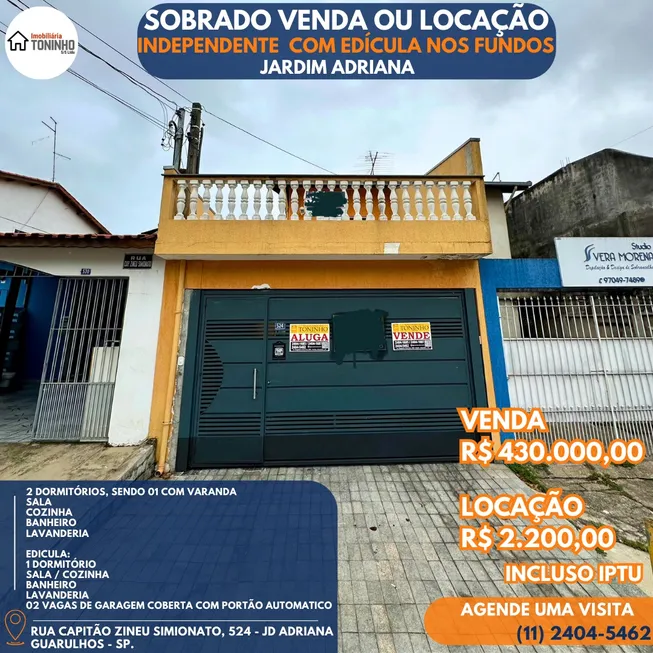 Foto 1 de Sobrado com 3 Quartos à venda, 125m² em Jardim Adriana, Guarulhos