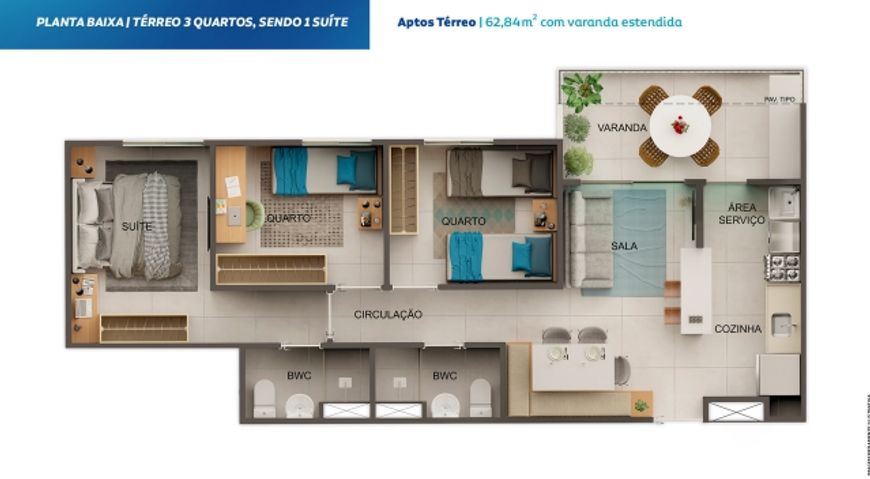 Apartamento à venda, 3 quartos, sendo 1 suíte, com 1 vaga de