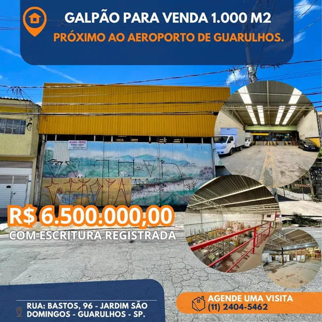 Foto 1 de Galpão/Depósito/Armazém à venda, 1000m² em Jardim São Domingos, Guarulhos