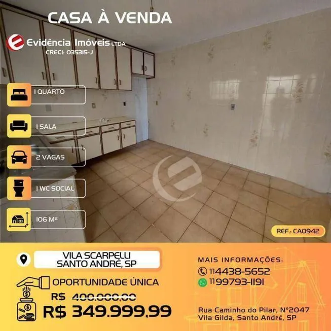 Foto 1 de Casa com 1 Quarto à venda, 106m² em Vila Floresta, Santo André