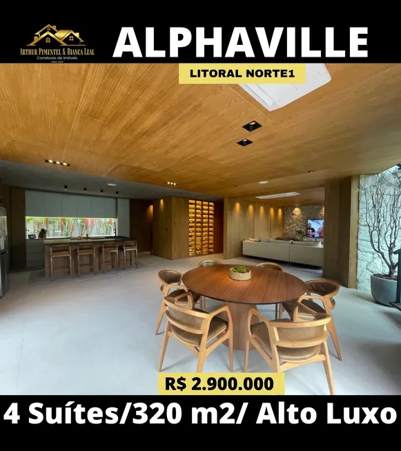 Foto 1 de Casa de Condomínio com 4 Quartos à venda, 320m² em Alphaville Abrantes, Camaçari