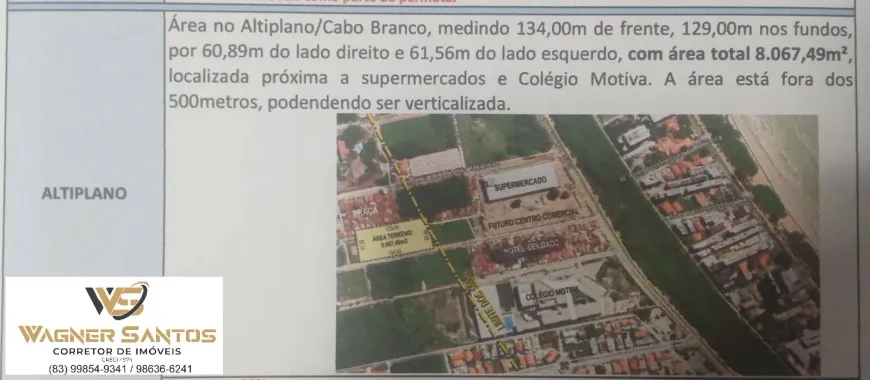 Foto 1 de Lote/Terreno à venda, 8067m² em Altiplano Cabo Branco, João Pessoa