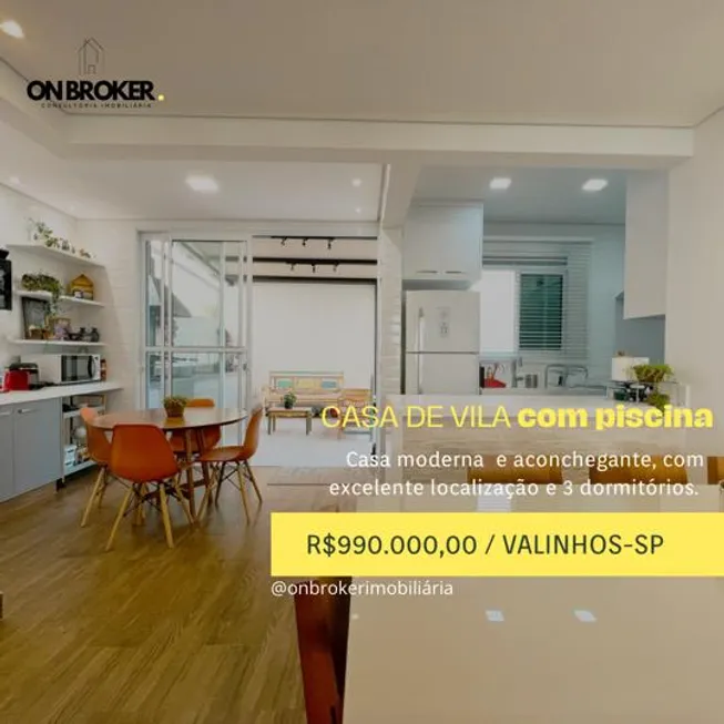 Foto 1 de Casa de Condomínio com 3 Quartos à venda, 124m² em Roncáglia, Valinhos