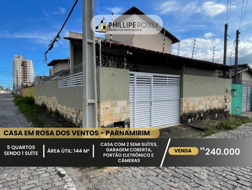 Foto 1 de Casa com 5 Quartos à venda, 144m² em Rosa dos Ventos, Parnamirim