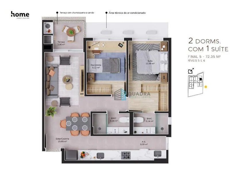 Foto 1 de Apartamento com 2 Quartos à venda, 72m² em Cacupé, Florianópolis