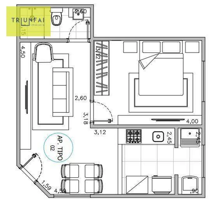 Foto 1 de Apartamento com 1 Quarto à venda, 44m² em Vila Trujillo, Sorocaba