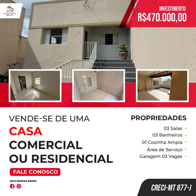Foto 1 de Imóvel Comercial com 3 Quartos à venda, 200m² em Dom Aquino, Cuiabá