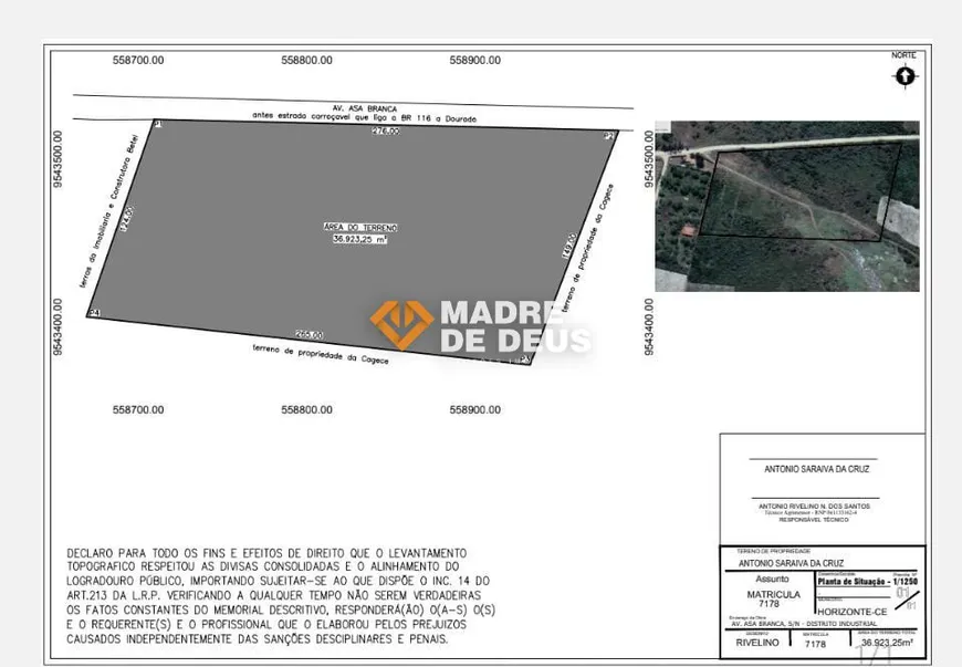 Foto 1 de Lote/Terreno à venda, 36923m² em Dourado, Horizonte