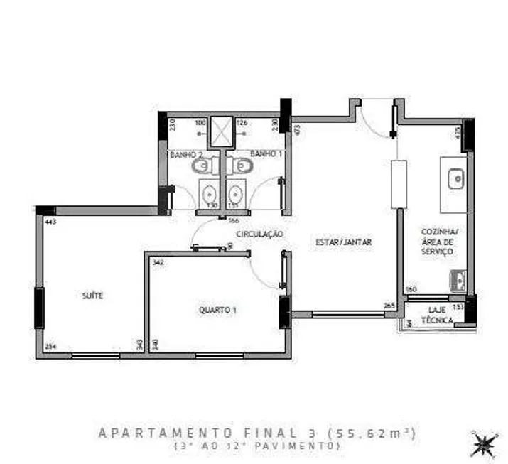 Foto 1 de Apartamento com 2 Quartos à venda, 56m² em Sul (Águas Claras), Brasília