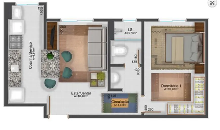 Foto 1 de Apartamento com 1 Quarto à venda, 37m² em Loteamento Montparnasse, Almirante Tamandaré