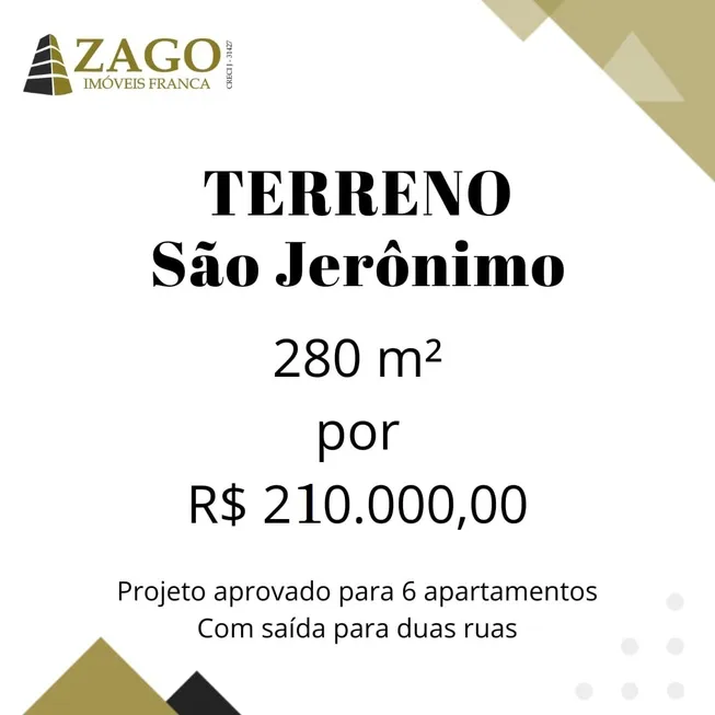 Foto 1 de Lote/Terreno à venda, 280m² em Residencial São Jerônimo , Franca