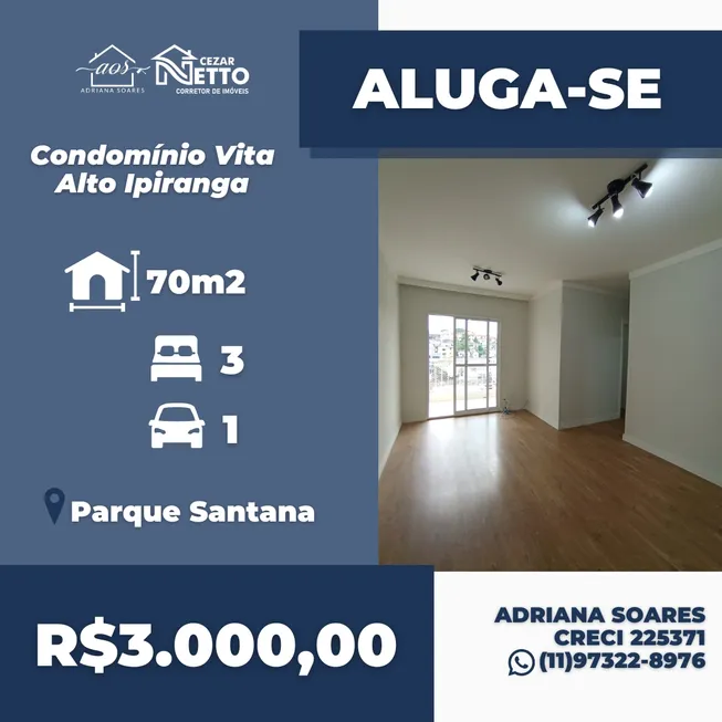 Foto 1 de Apartamento com 3 Quartos para alugar, 70m² em Parque Santana, Mogi das Cruzes