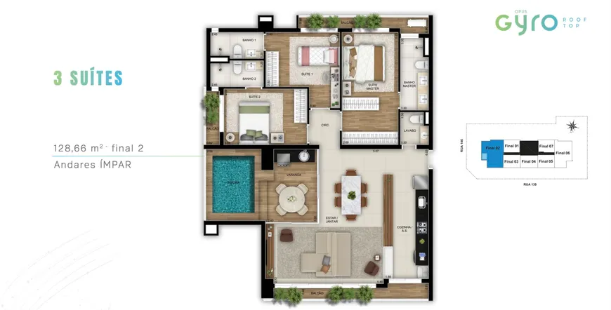 Foto 1 de Apartamento com 3 Quartos à venda, 128m² em Setor Bueno, Goiânia