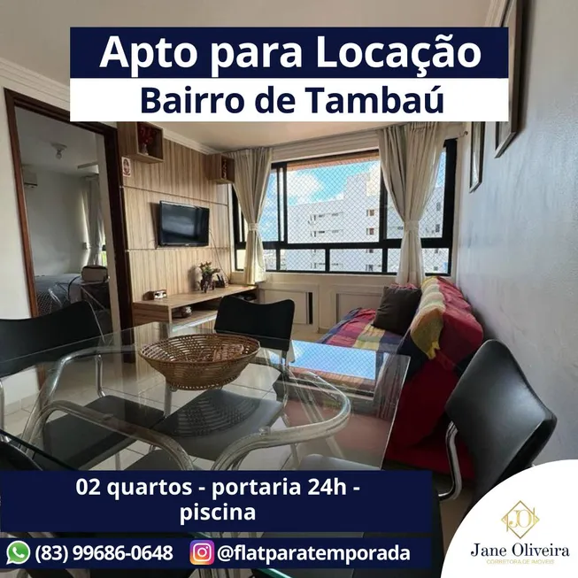 Foto 1 de Apartamento com 2 Quartos para alugar, 50m² em Tambaú, João Pessoa