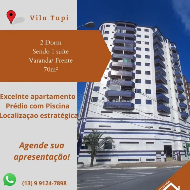 Foto 1 de Apartamento com 2 Quartos à venda, 70m² em Vila Tupi, Praia Grande