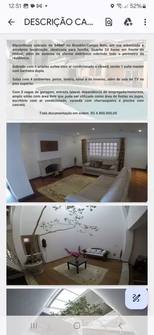 Foto 1 de Sobrado com 4 Quartos à venda, 540m² em Campo Belo, São Paulo