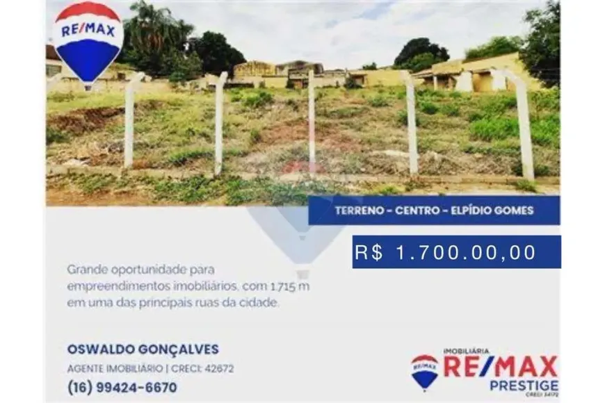 Foto 1 de Lote/Terreno à venda, 1715m² em Centro, Sertãozinho