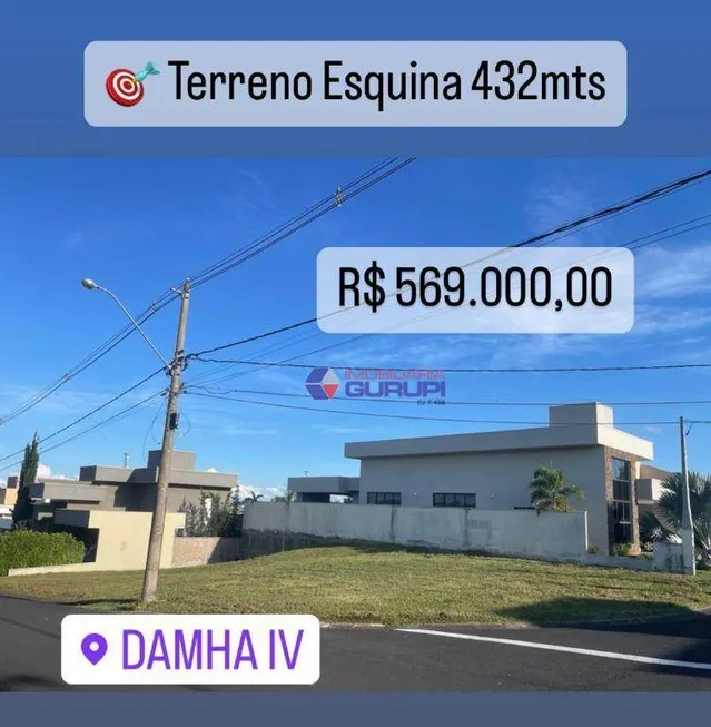 Foto 1 de Lote/Terreno à venda, 432m² em Parque Residencial Damha IV, São José do Rio Preto