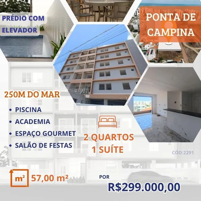 Foto 1 de Apartamento com 2 Quartos à venda, 57m² em Ponta De Campina, Cabedelo