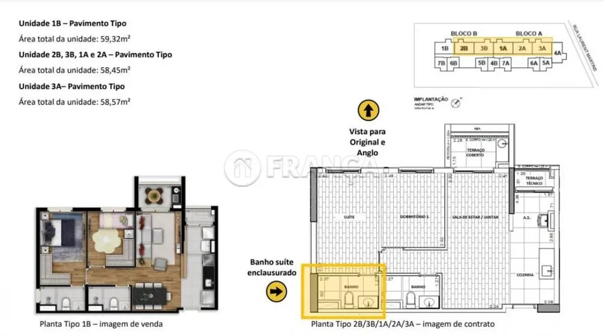 Foto 1 de Apartamento com 2 Quartos à venda, 58m² em Jardim Esplanada II, São José dos Campos