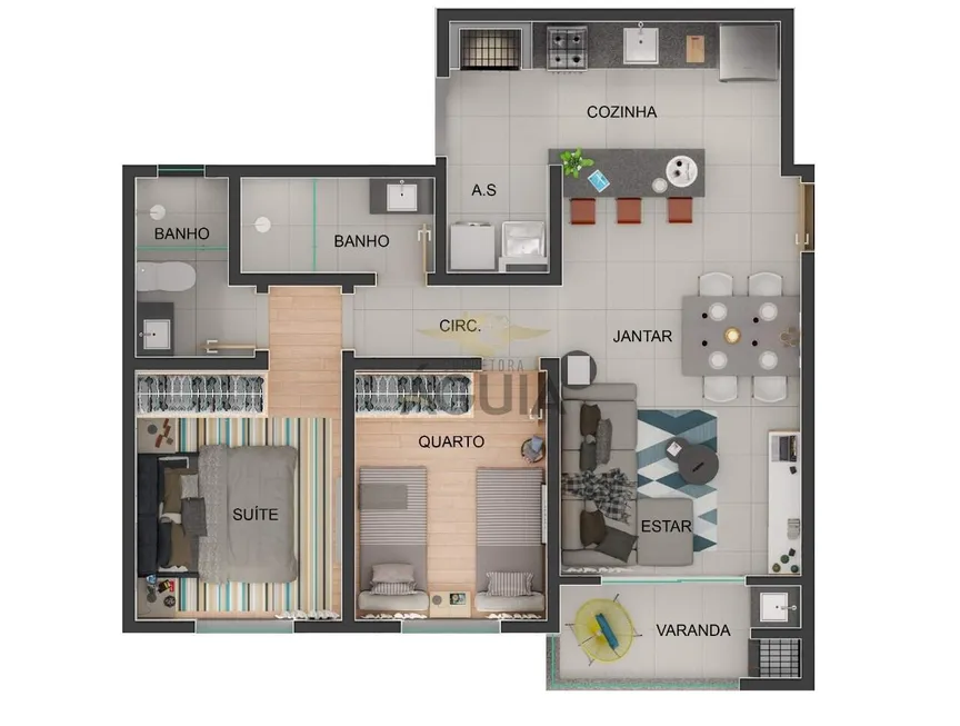 Foto 1 de Apartamento com 2 Quartos à venda, 60m² em Serrano, Belo Horizonte