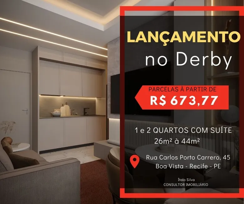 Foto 1 de Apartamento com 1 Quarto à venda, 29m² em Derby, Recife