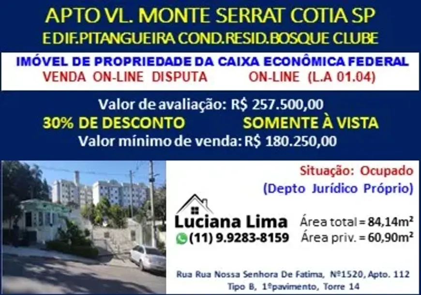 Foto 1 de Apartamento com 1 Quarto à venda, 60m² em Vila Monte Serrat, Cotia