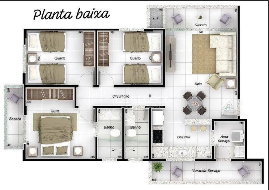 Foto 1 de Apartamento com 3 Quartos à venda, 88m² em Santa Mônica, Uberlândia
