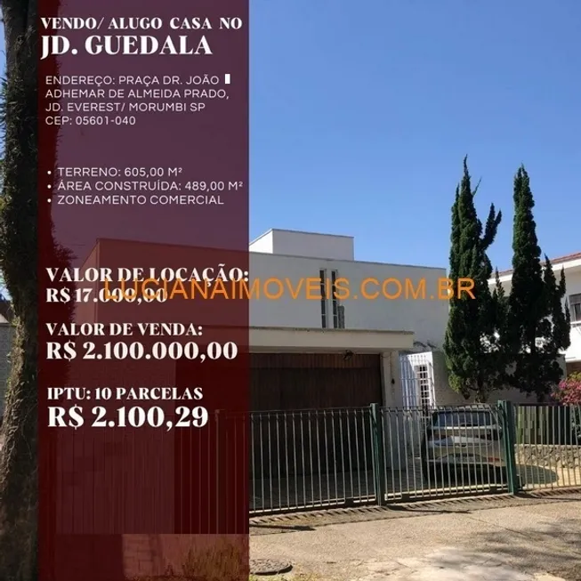 Foto 1 de Sobrado com 4 Quartos para venda ou aluguel, 489m² em Morumbi, São Paulo