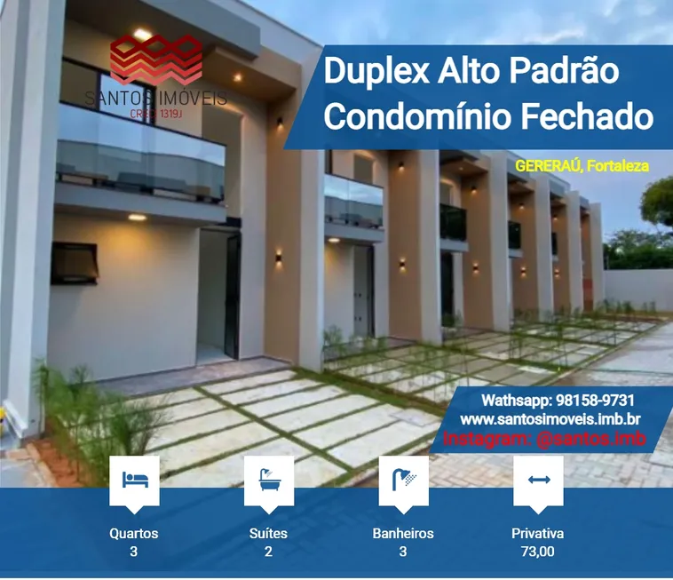 Foto 1 de Casa de Condomínio com 3 Quartos à venda, 73m² em Pedras, Fortaleza