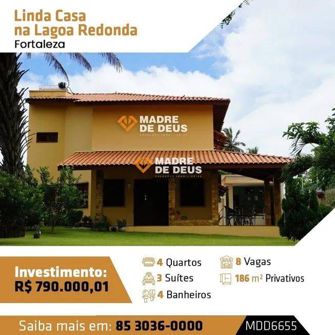 Foto 1 de Casa com 4 Quartos à venda, 186m² em Lagoa Redonda, Fortaleza