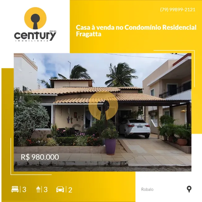 Foto 1 de Casa de Condomínio com 3 Quartos à venda, 255m² em Robalo, Aracaju