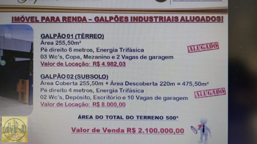 Foto 1 de Galpão/Depósito/Armazém com 1 Quarto à venda, 511m² em Taboão, São Bernardo do Campo