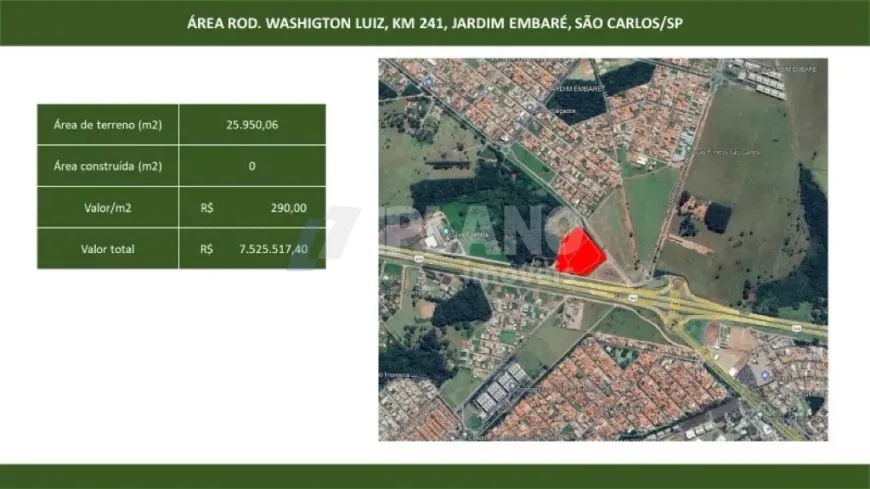 Foto 1 de Lote/Terreno à venda, 25950m² em Jardim Embare, São Carlos