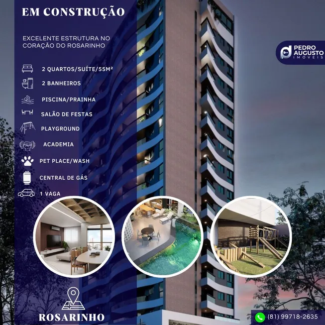 Foto 1 de Apartamento com 2 Quartos à venda, 69m² em Rosarinho, Recife