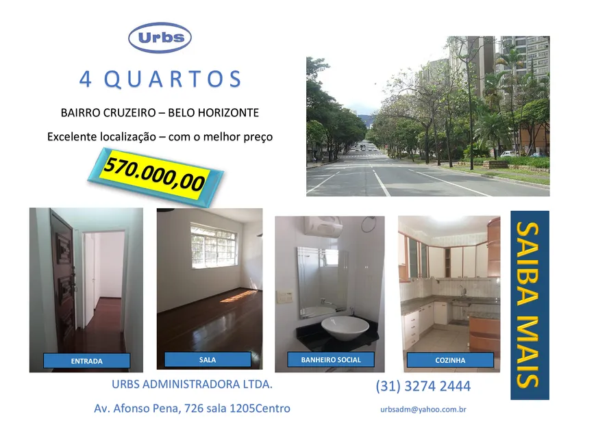 Foto 1 de Apartamento com 4 Quartos à venda, 110m² em Funcionários, Belo Horizonte