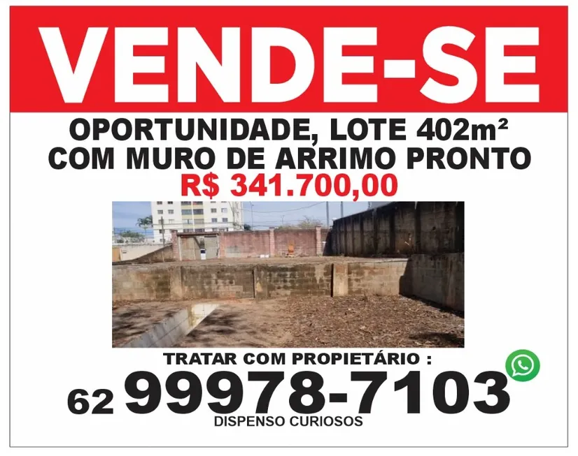 Foto 1 de Lote/Terreno à venda, 402m² em Cidade Jardim, Goiânia